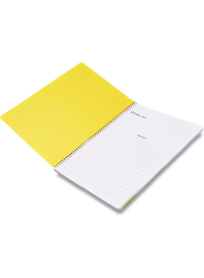 FIS Notebook A4 Size(210x297mm), PP Neon Cover, Spiral Binding, 80 Sheets, White Paper, 5mm Square Line Ruling, Pack of 5 Assorted Neon Colors, Ideal for School Essentials - FSNBA4PP5MAST/5 - Image 2